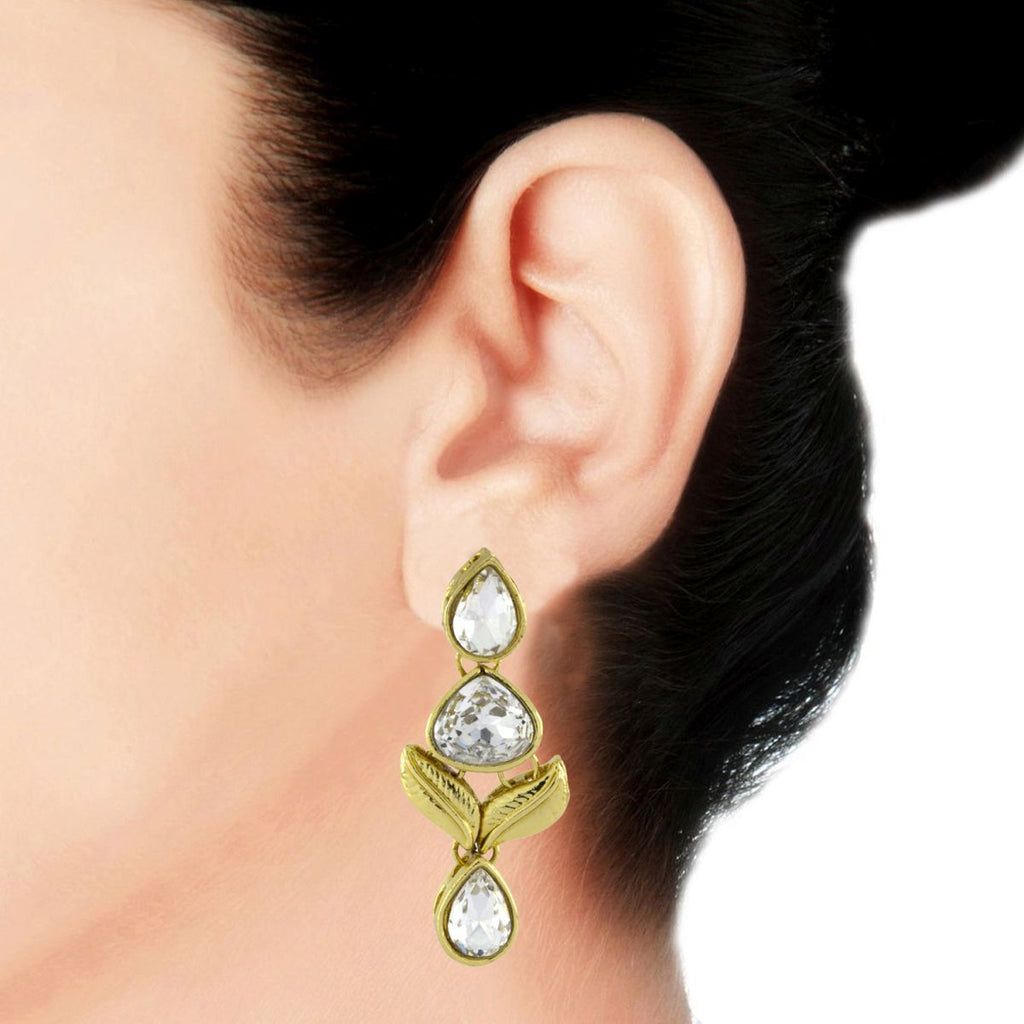 Designer American Daimonds Kundan Gold Plated Drop Earring Women Bulk