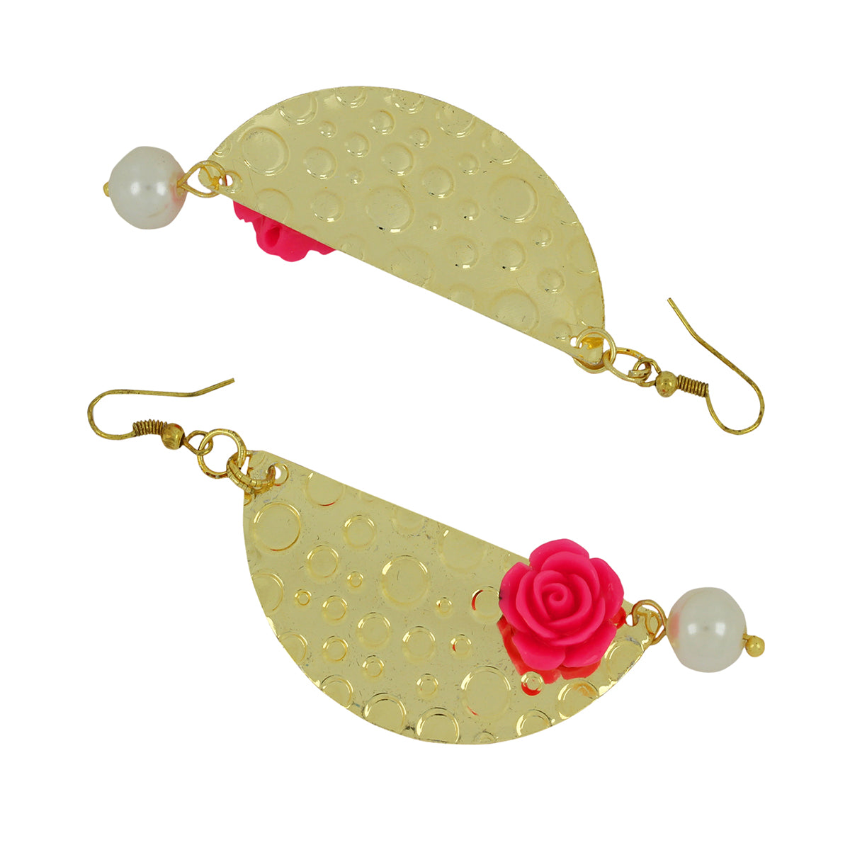 Geometric Flower Pink 18K Gold Plated Dangling Earring For Women Bulk