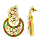 Designer Flower Kundan Gold Plated Chandbali Earring For Women Bulk