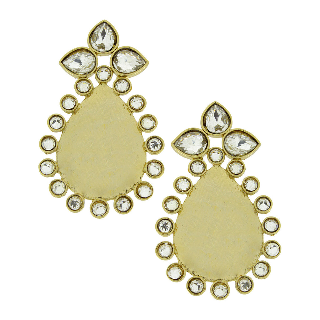 Statement Pear American Diamond Kundan 18K Gold Stud Earring Bulk