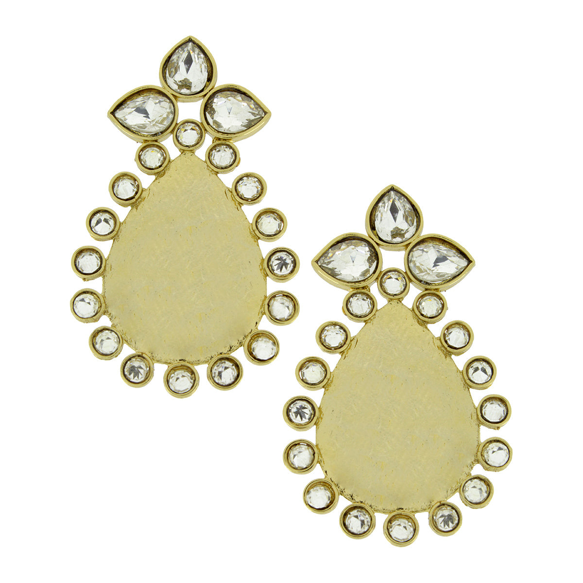 Statement Pear American Diamond Kundan 18K Gold Stud Earring Bulk