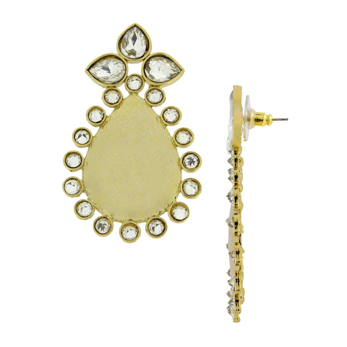 Statement Pear American Diamond Kundan 18K Gold Stud Earring Bulk Secondary image