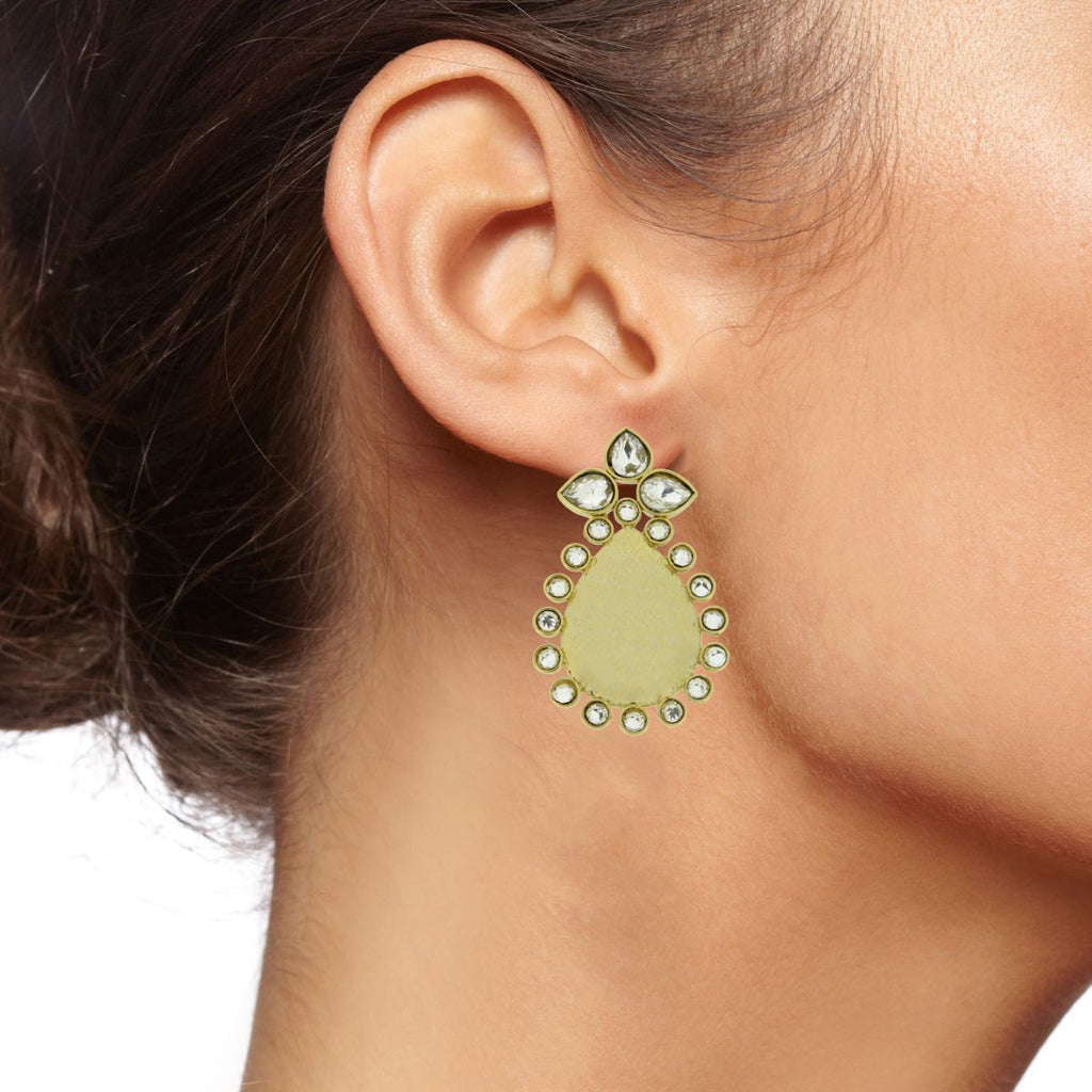 Statement Pear American Diamond Kundan 18K Gold Stud Earring Bulk