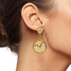 Filigree Kundan American Diamond 18K Gold Dangling Earring Women Bulk