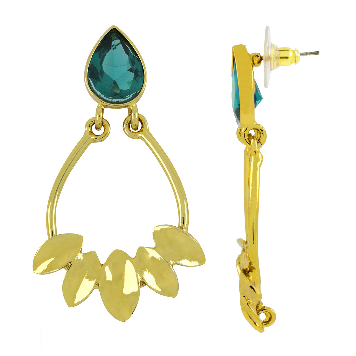 Italian Petal Green 18K Gold Plated Dangling Earring For Women Bulk Secondary image
