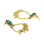 Italian Petal Green 18K Gold Plated Dangling Earring For Women Bulk