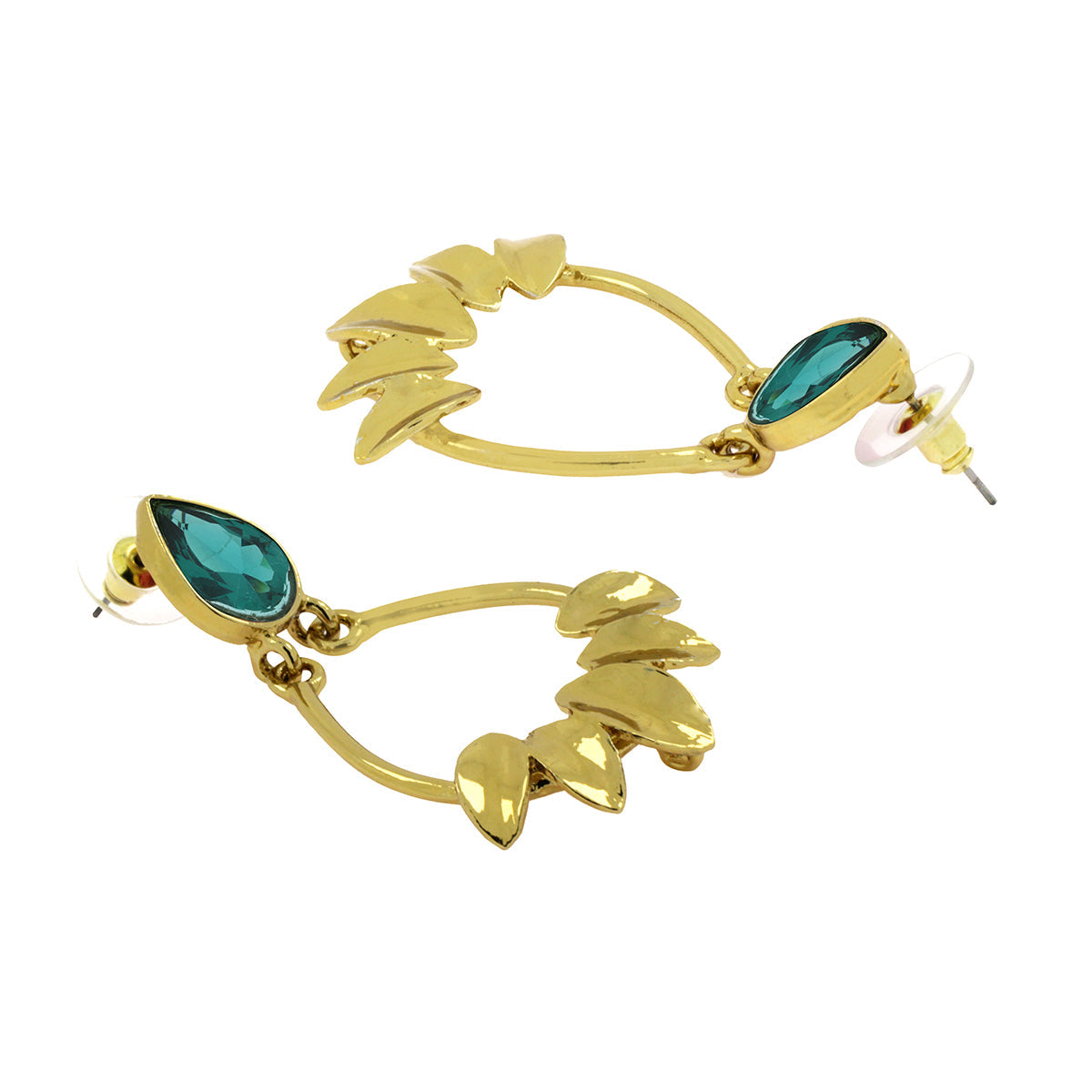 Italian Petal Green 18K Gold Plated Dangling Earring For Women Bulk