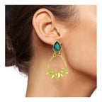 Italian Petal Green 18K Gold Plated Dangling Earring For Women Bulk