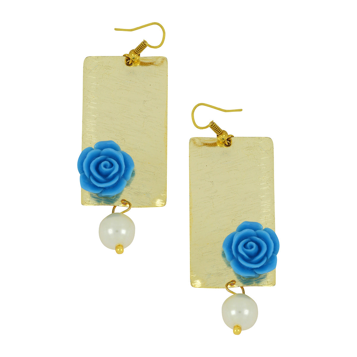 Daily Dangling Blue Gold Plated Rose Pearl Earring For Women Bulk Main image