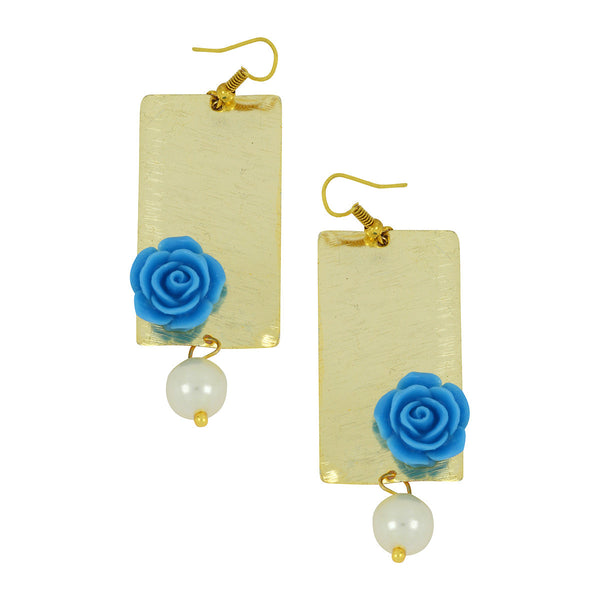 Daily Dangling Blue Gold Plated Rose Pearl Earring For Women Bulk Main image