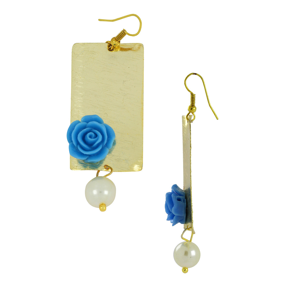 Daily Dangling Blue Gold Plated Rose Pearl Earring For Women Bulk Secondary image