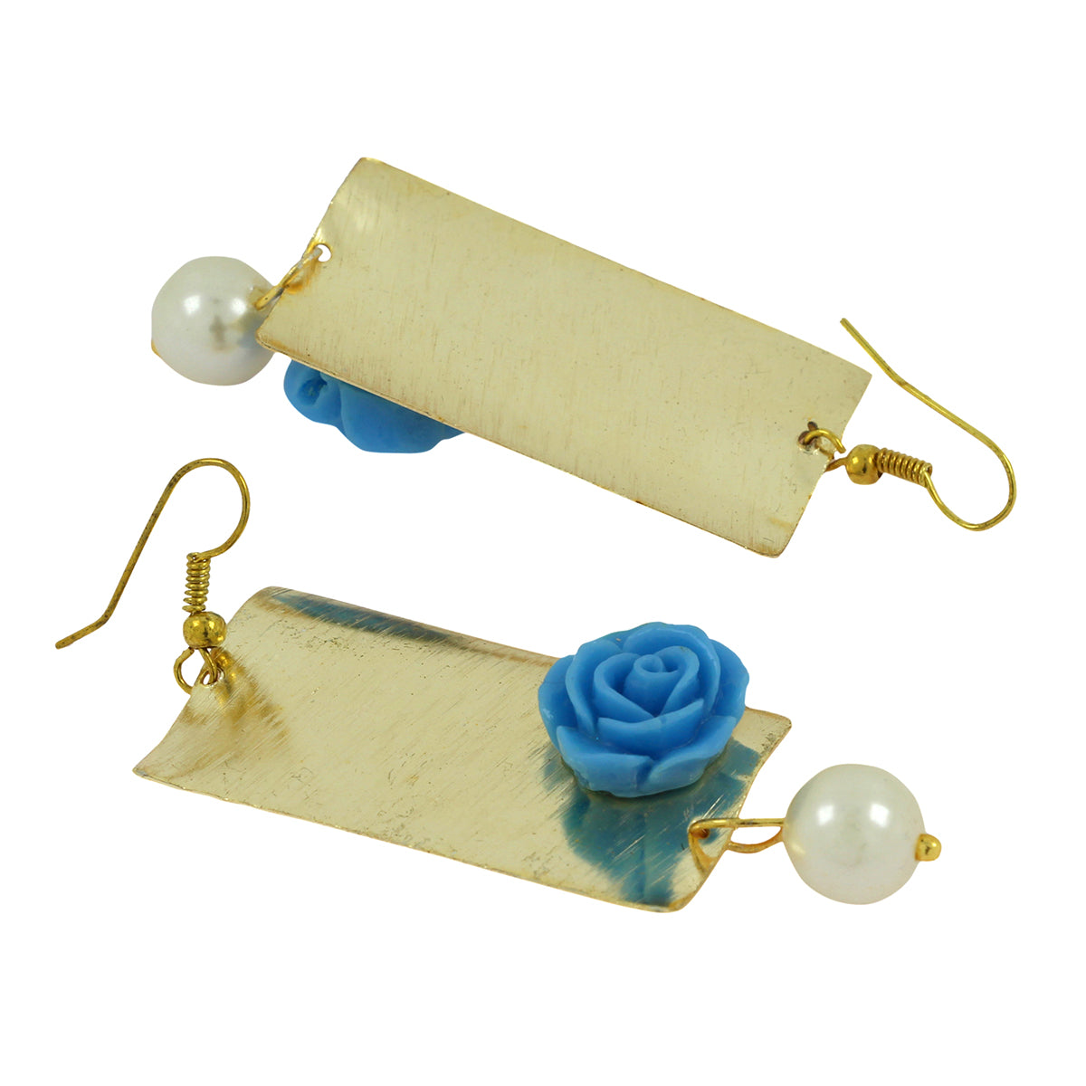 Daily Dangling Blue Gold Plated Rose Pearl Earring For Women Bulk