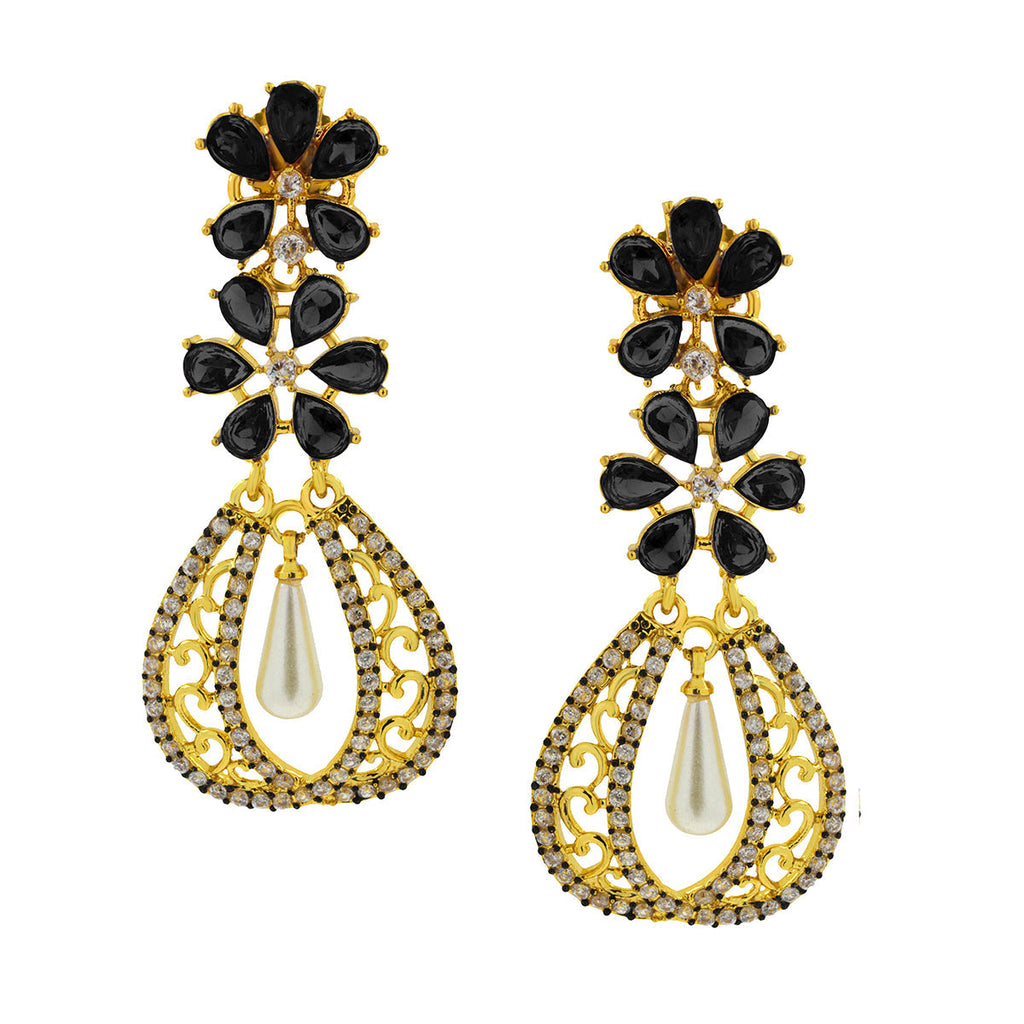 Kundan Flower Filigree Antique Gold Plated Dangler Earring Women Bulk