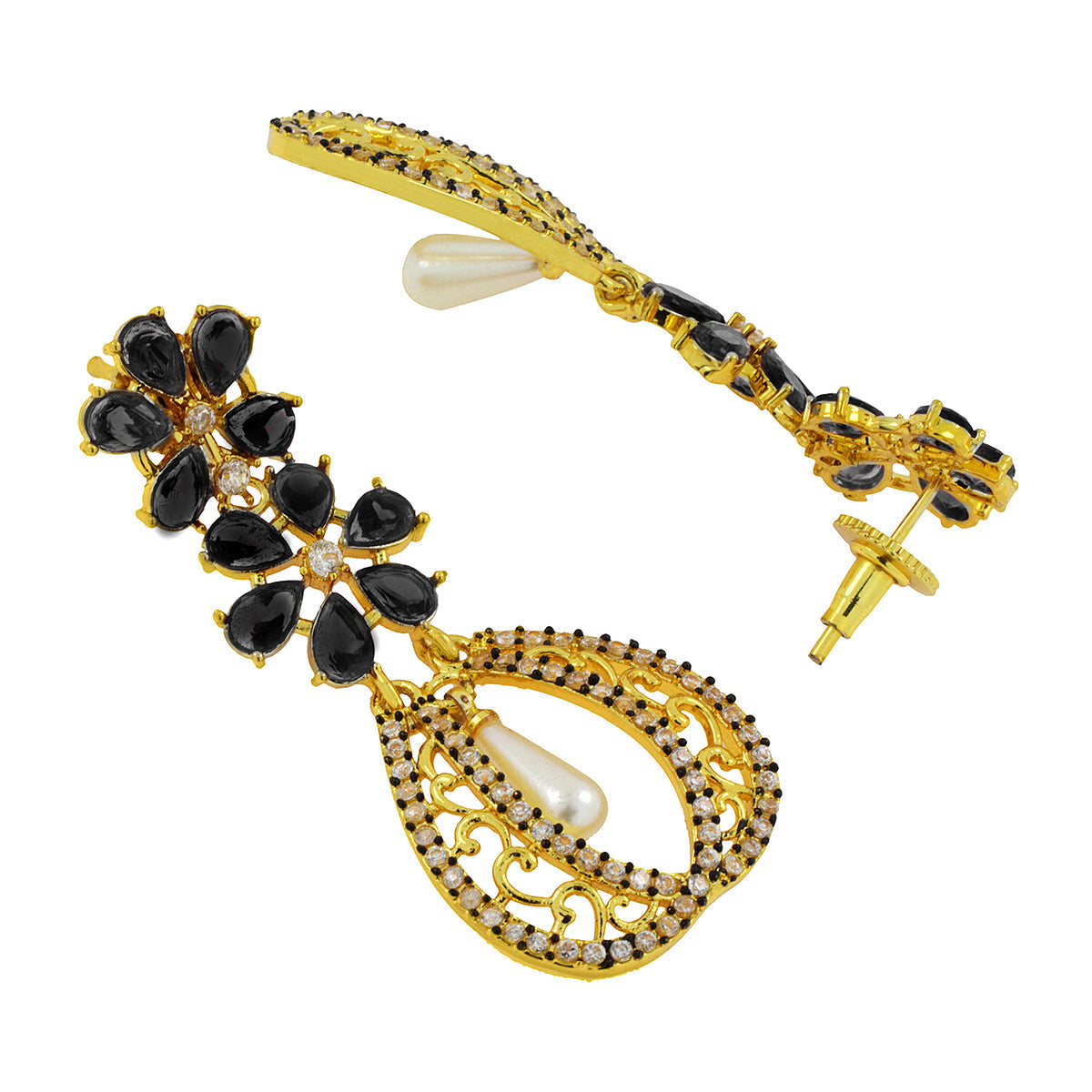 Kundan Flower Filigree Antique Gold Plated Dangler Earring Women Bulk