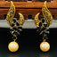 Leafy Floral Black 18K Gold Plated Pearl Drop Earring For Women Bulk