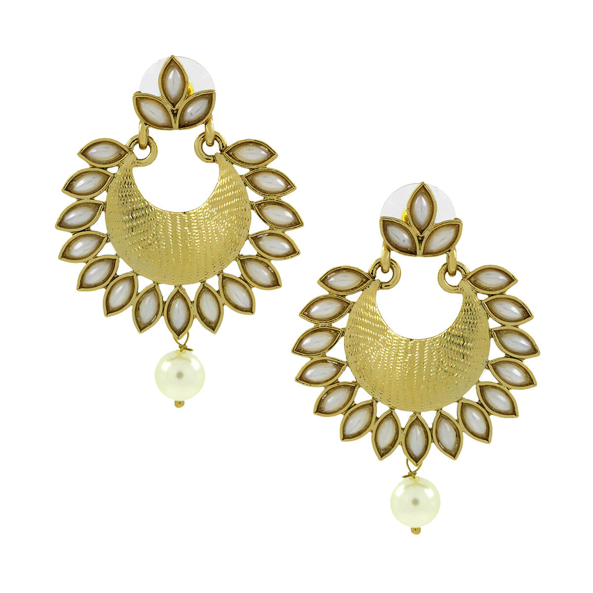 Dainty Chandbali Pearl Antique 18K Gold Plated Earring For Women Bulk