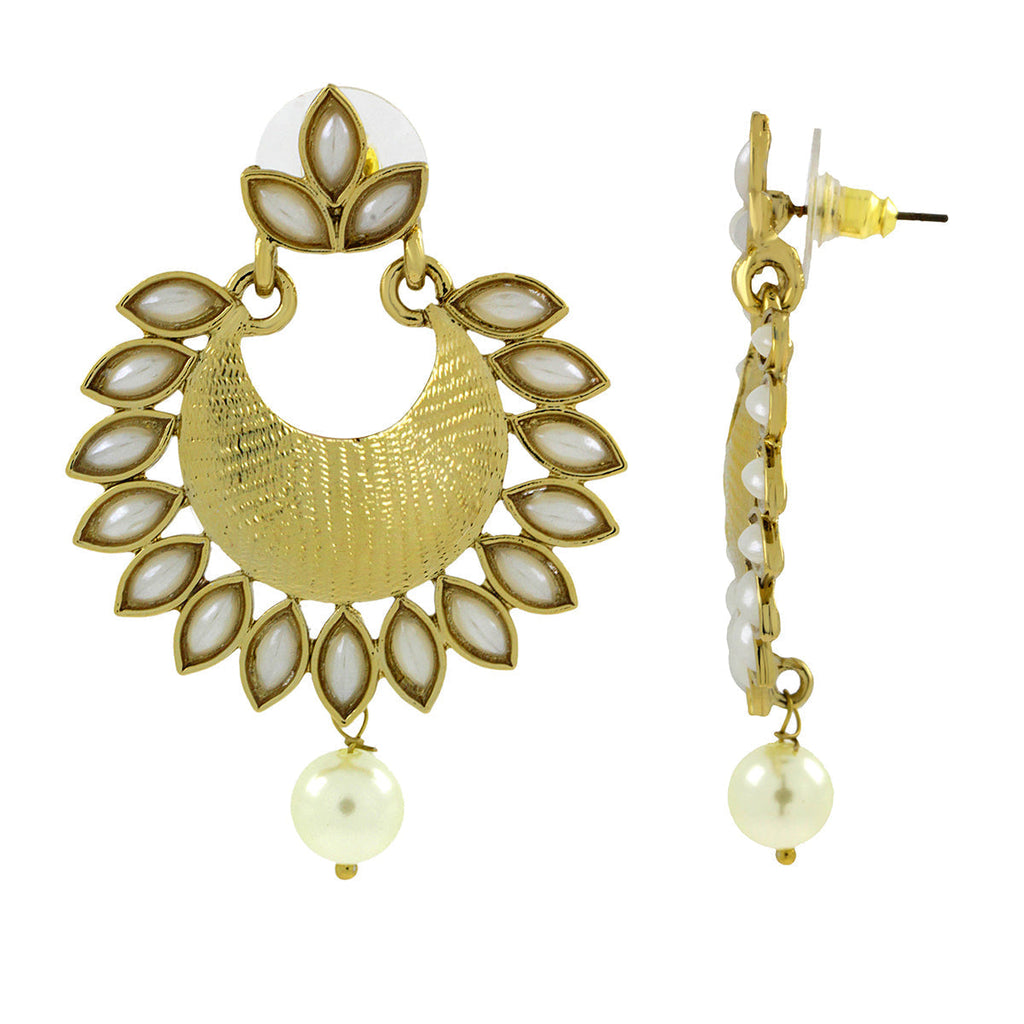 Dainty Chandbali Pearl Antique 18K Gold Plated Earring For Women Bulk