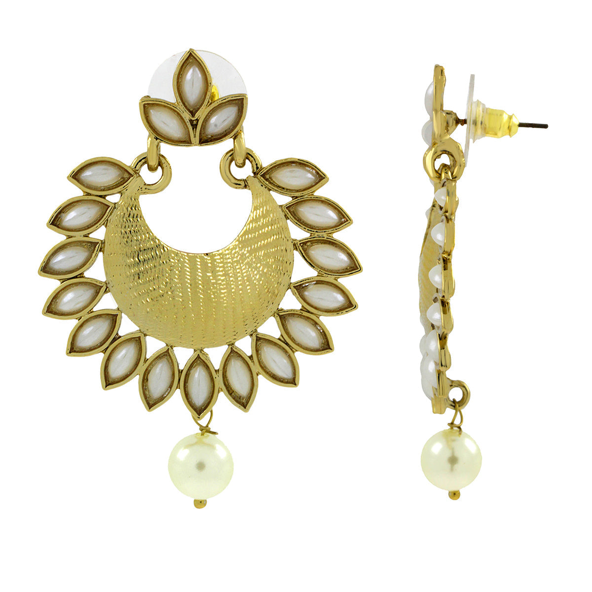 Dainty Chandbali Pearl Antique 18K Gold Plated Earring For Women Bulk