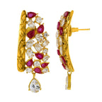 Kundan CZ Filigree Antique Pink 22K Gold Dangler Earring Women Bulk