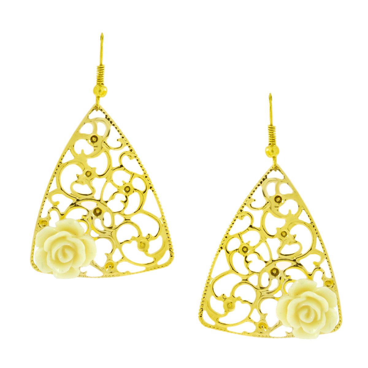 Filigree Flower White 18K Gold Plated Dangling Earring For Women Bulk Secondary image
