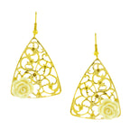 Filigree Flower White 18K Gold Plated Dangling Earring For Women Bulk