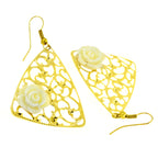Filigree Flower White 18K Gold Plated Dangling Earring For Women Bulk