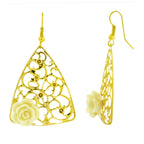 Filigree Flower White 18K Gold Plated Dangling Earring For Women Bulk