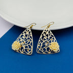 Filigree Flower White 18K Gold Plated Dangling Earring For Women Bulk