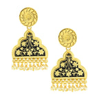 Statement Black Meenakari Victorian Pearl Gold Dangle Earring Bulk
