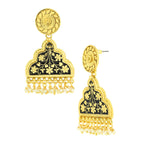 Statement Black Meenakari Victorian Pearl Gold Dangle Earring Bulk