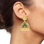 Statement Black Meenakari Victorian Pearl Gold Dangle Earring Bulk