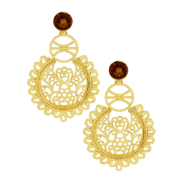 Large Statement Filigree Chaand Bali Golden Gold Jhumki Earring Bulk Secondary image
