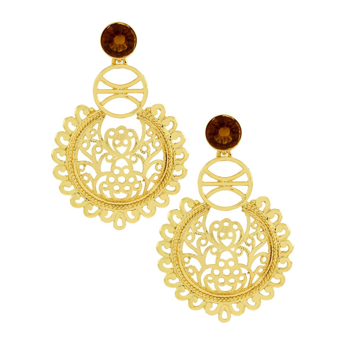 Large Statement Filigree Chaand Bali Golden Gold Jhumki Earring Bulk