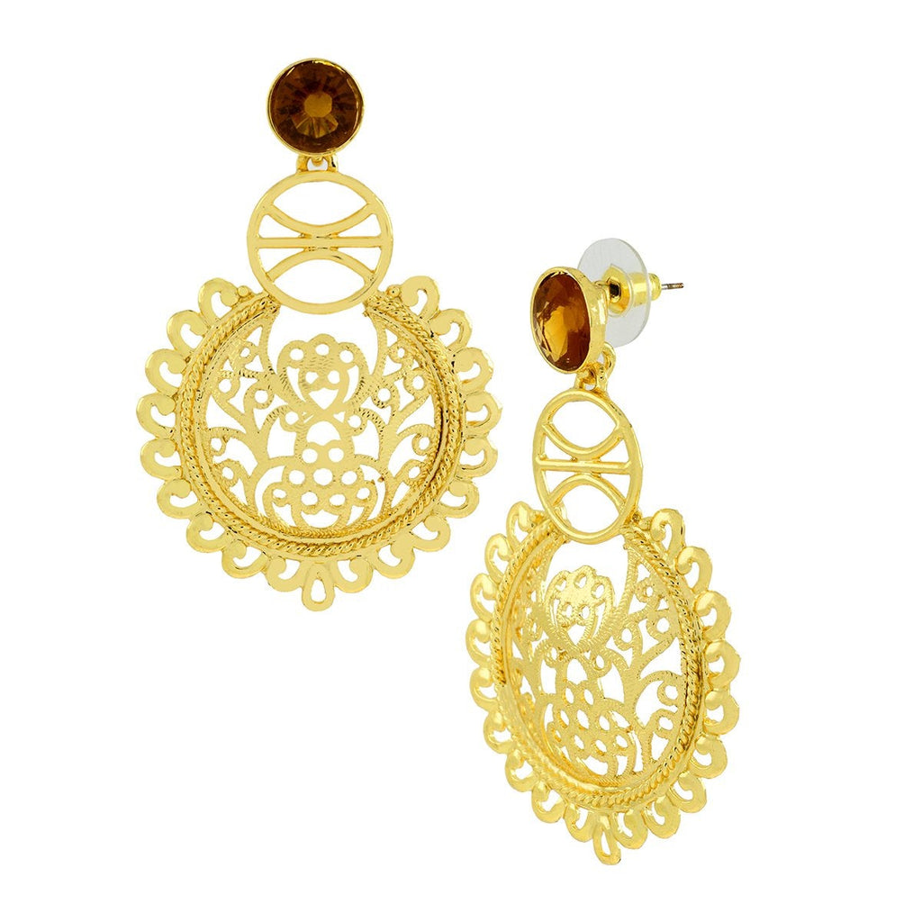 Large Statement Filigree Chaand Bali Golden Gold Jhumki Earring Bulk