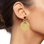 Large Statement Filigree Chaand Bali Golden Gold Jhumki Earring Bulk
