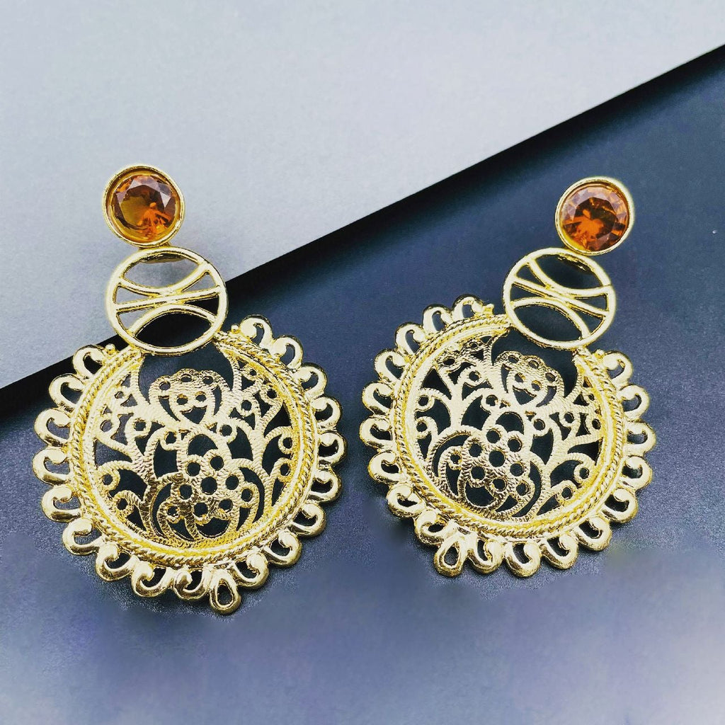 Large Statement Filigree Chaand Bali Golden Gold Jhumki Earring Bulk