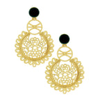 Large Statement Filigree Chaand Bali Black Gold Jhumki CZ Earring Bulk