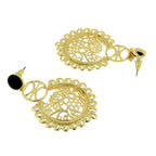 Large Statement Filigree Chaand Bali Black Gold Jhumki CZ Earring Bulk