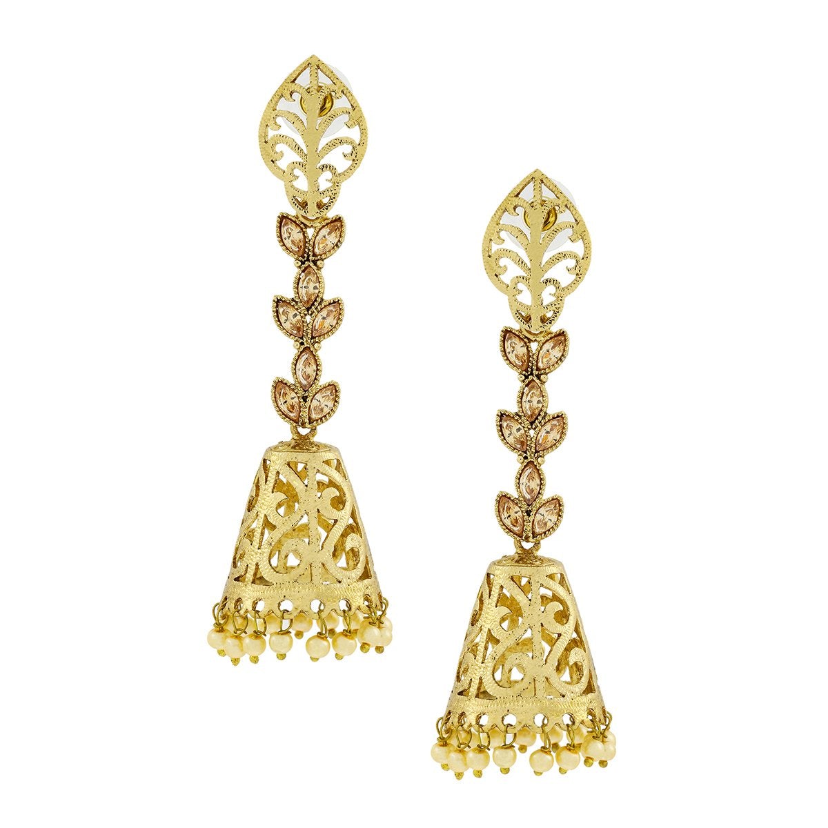 Designer Kundan Pearl 18K Gold Dangle Jhumki Earring Girls Women Bulk
