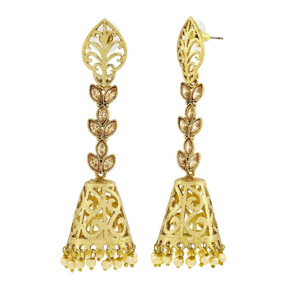 Designer Kundan Pearl 18K Gold Dangle Jhumki Earring Girls Women Bulk