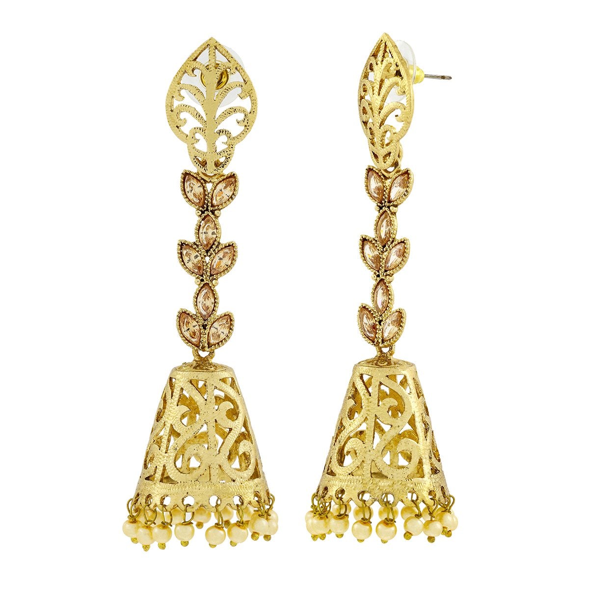 Designer Kundan Pearl 18K Gold Dangle Jhumki Earring Girls Women Bulk