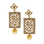 Filigree Kundan Pearl American Diamonds 18K Gold Dangle Earring Bulk