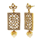 Filigree Kundan Pearl American Diamonds 18K Gold Dangle Earring Bulk