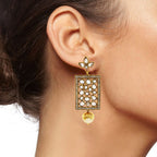 Filigree Kundan Pearl American Diamonds 18K Gold Dangle Earring Bulk