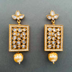 Filigree Kundan Pearl American Diamonds 18K Gold Dangle Earring Bulk