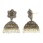 Flower Gold Rhodium Oxidized German Silver Jaipur Jhumki Earring Bulk
