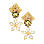 Floral CZ Antique 22K Gold Kundan Dangling Earring Bulk