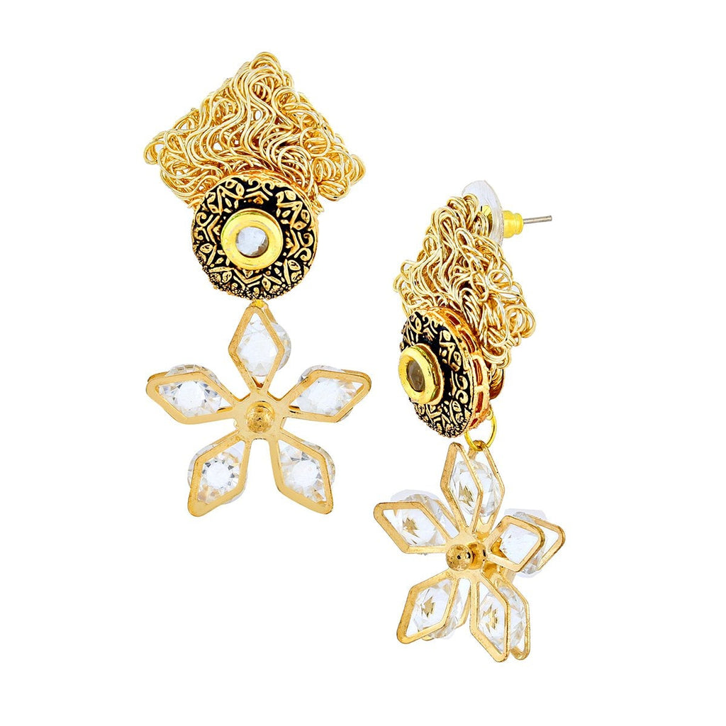 Floral CZ Antique 22K Gold Kundan Dangling Earring Bulk