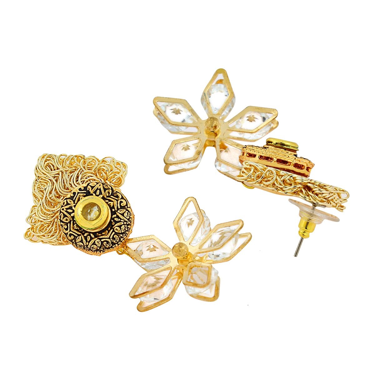 Floral CZ Antique 22K Gold Kundan Dangling Earring Bulk