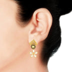 Floral CZ Antique 22K Gold Kundan Dangling Earring Bulk